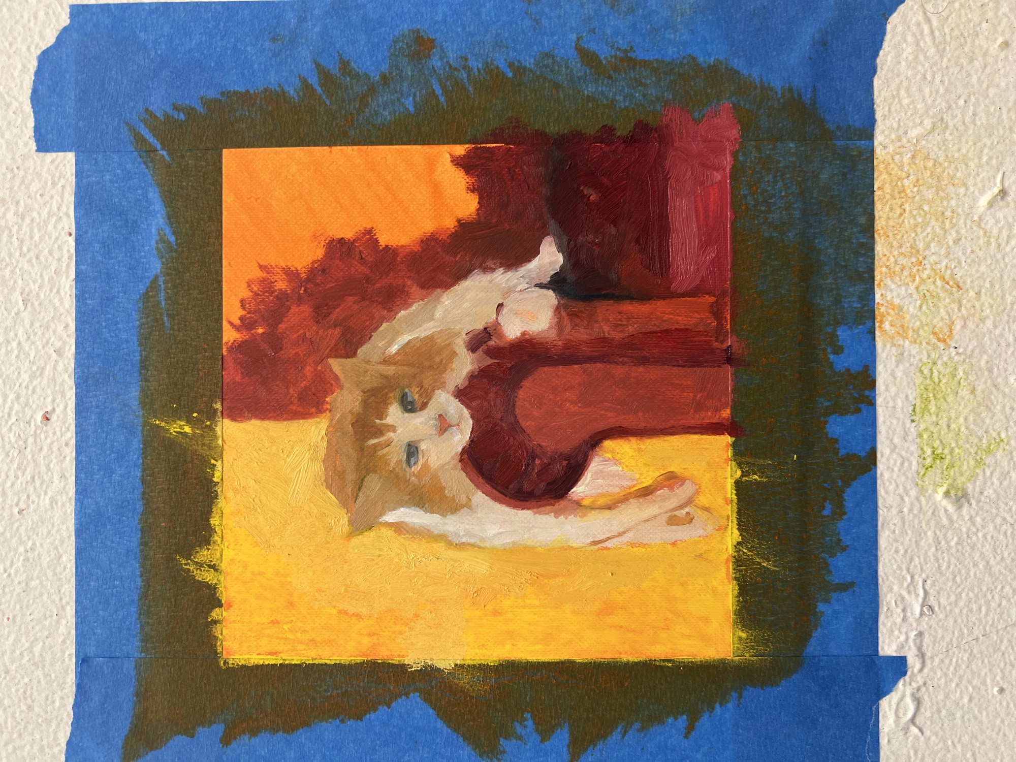 A finished portrait drying in the studio